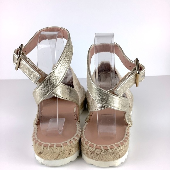 ITALIAN TWINSET SIMONA BARBIERI METALLIC GOLD LACE ESPADRILLES - Picture 7 of 9